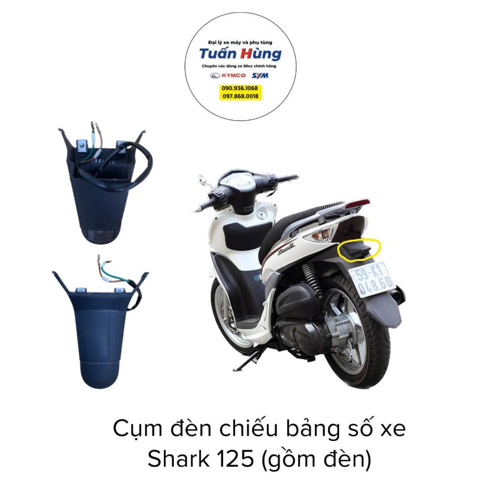 Cụm đèn chiếu bảng số xe Shark 125 SYM