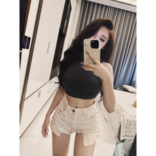 Quần Short Jean Rách Lưng Cao Màu Trắng  – CLOTHINGBYQ | Form Lộ Túi Cực Phong Cách, Jean Dày Tôn Dáng