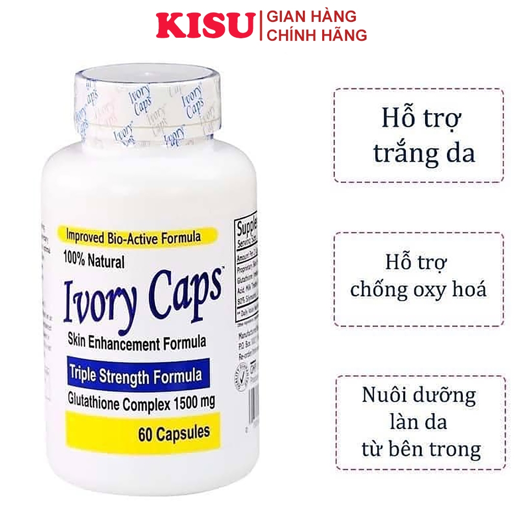 Viên Uống Trắng Da Glutathione Hết Nám Tàn Nhang Hãng Ivory Caps 60 Viên