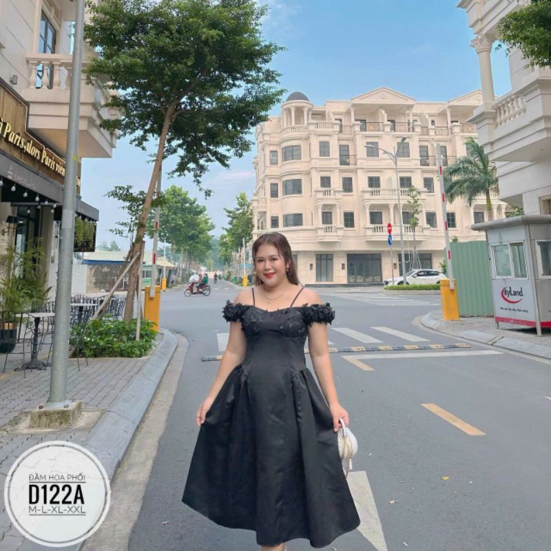 Bigsize 50-90kg: Đầm hoa phối 2 màu
