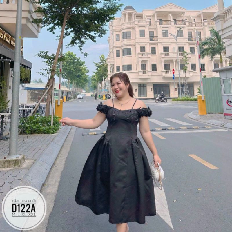 Bigsize 50-90kg: Đầm hoa phối 2 màu