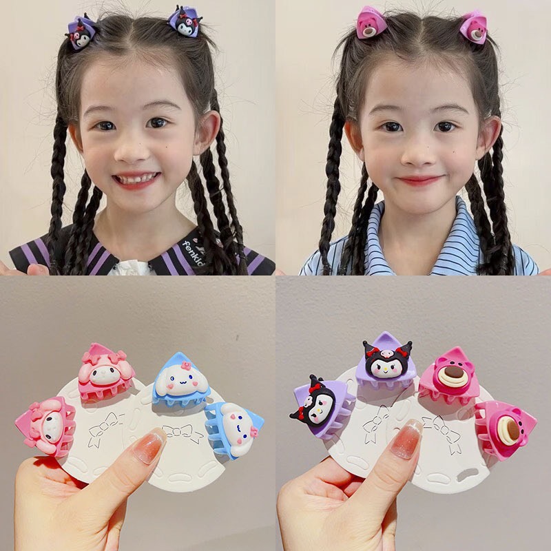Set 2 kẹp càng cua mini kẹp tóc mái dễ thương hình Kuromi Gấu dâu Cinnamoroll