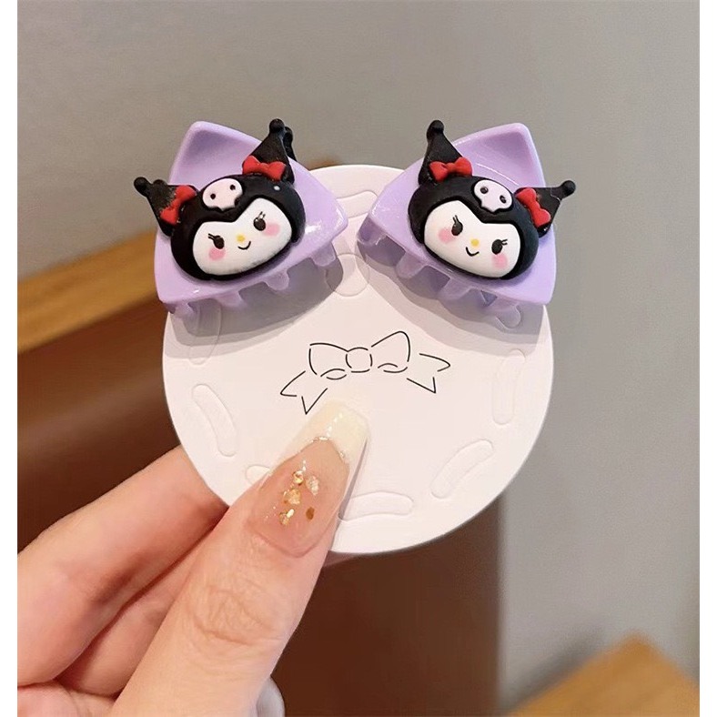 Set 2 kẹp càng cua mini kẹp tóc mái dễ thương hình Kuromi Gấu dâu Cinnamoroll