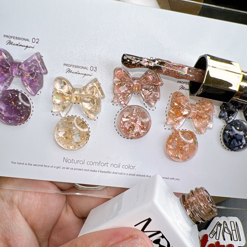 Sét sơn gel nhũ xà cừ 6 chai modengni kèm bảng màu mẫu