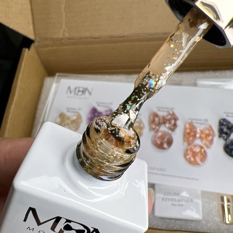 Sét sơn gel nhũ xà cừ 6 chai modengni kèm bảng màu mẫu