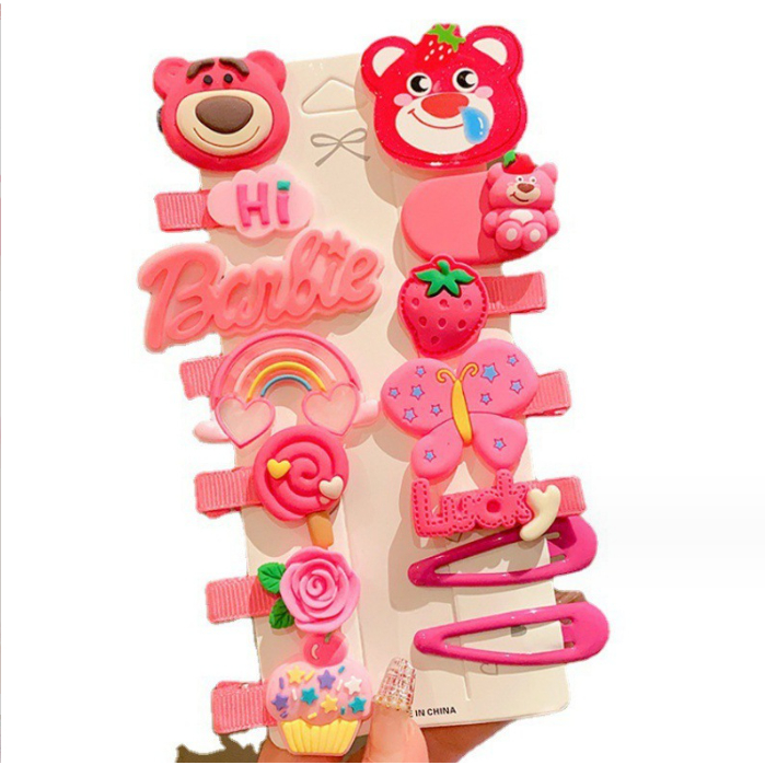 Set 14 Kẹp Tóc Hình Gấu Dâu Tây NOVSET cặp tóc mái gấu dâu dễ thương, xinh xắn cute