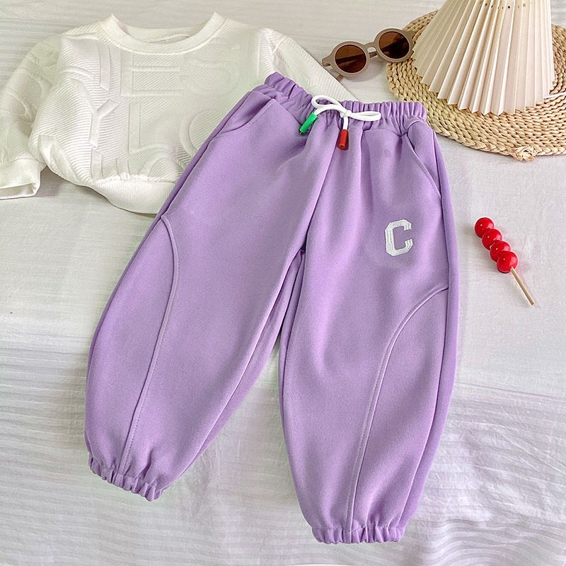 10-36kg Quần Thu-đông cho bé, Quần thun dài bo gấu cho bé gái chất da cá mềm mịn