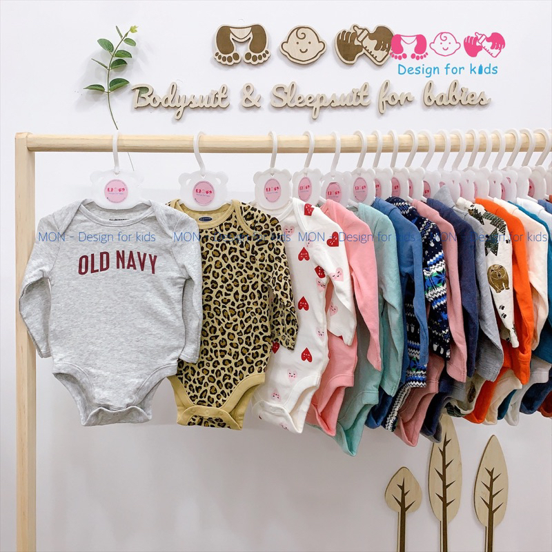Bodysuit hàng xuất dư Old.Navy bộ body chip dài tay vải ORGANIC COTTON cao cấp mềm mát cho bé