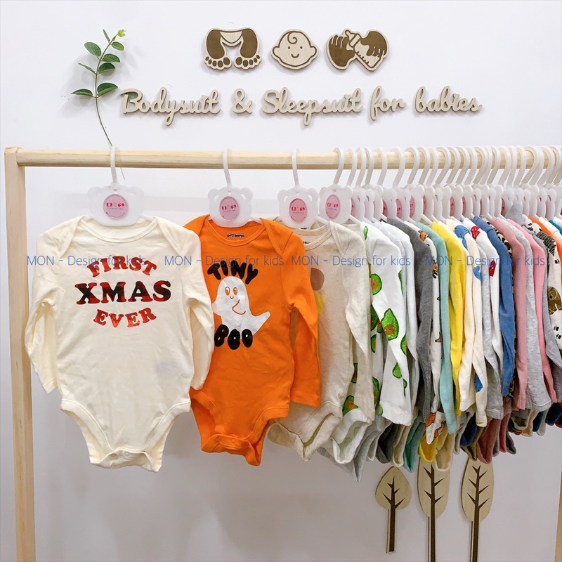 Bodysuit hàng xuất dư Old.Navy bộ body chip dài tay vải ORGANIC COTTON cao cấp mềm mát cho bé