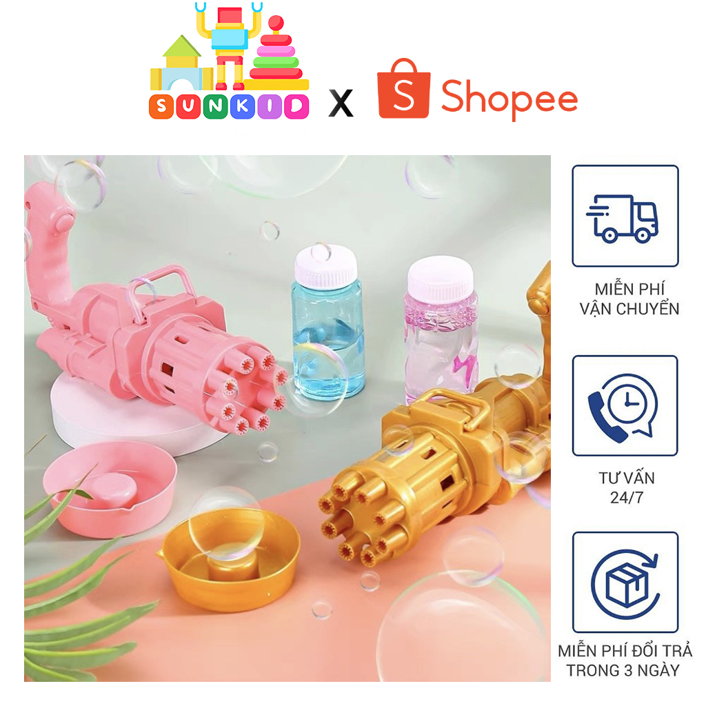Đồ chơi ngoài trời bắn bong bóng xà phòng 8 nòng chạy bằng pin tạo cảm giác mới lạ thích thú cho bé