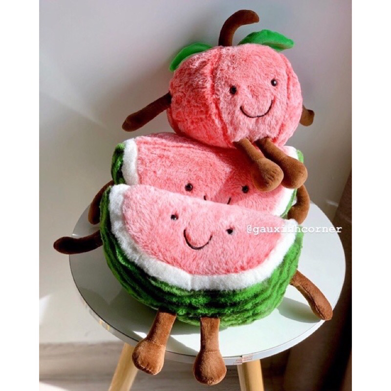 Gối Nhồi Bông Hình Miếng Dưa Hấu Quả Anh Đào Dễ Thương Ngộ Nghĩnh Hàng Cao Cấp