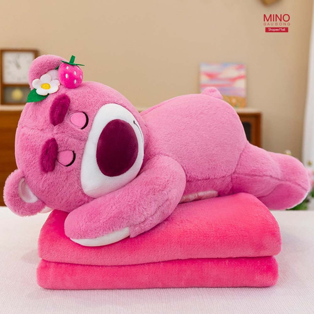 Chăn Gối Lotso Màu Hồng Đỏ 3 Trong 1 Cao Cấp MINO STORE TH122