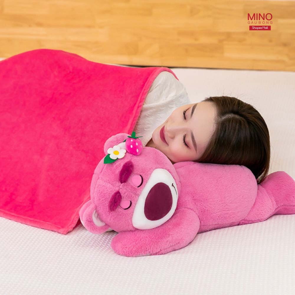 Chăn Gối Lotso Màu Hồng Đỏ 3 Trong 1 Cao Cấp MINO STORE TH122