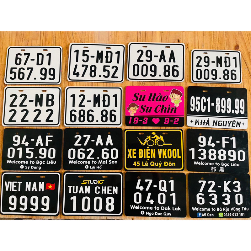 Bảng tên số kèm khung theo yêu cầu. các loại xe điện
