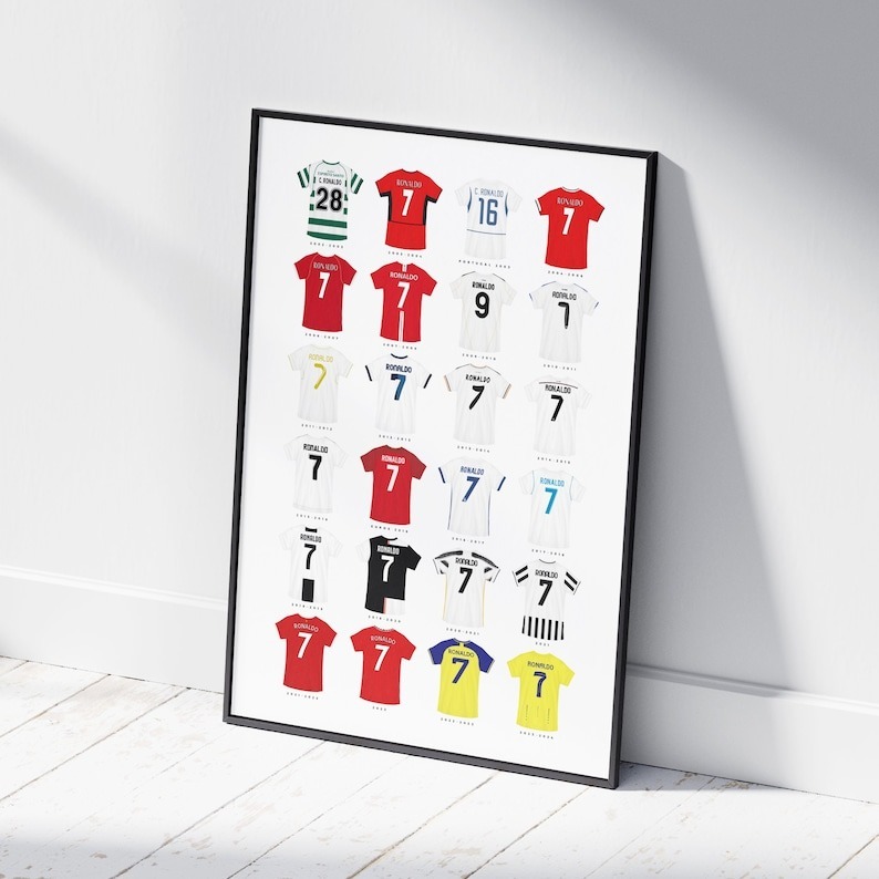 Cristiano Ronaldo Football Shirt Print Career Timeline