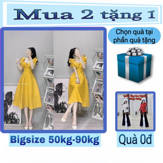 [Shop Bigsize Nữ 50kg đến 90kg] Đầm trắng dài qua gối đi tiệc cưới D349 - Shop Táo Đỏ Bigsize che bụng