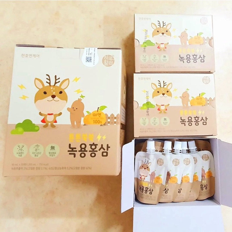 Chunho Hồng sâm lộc Nhung hươu cho bé Hàn Quốc 30 gói