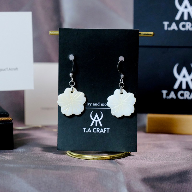 Khuyên tai  phụ kiện trang sức trai ốc , ốc xác , bào ngư - T.A CRAFT mã TAES047