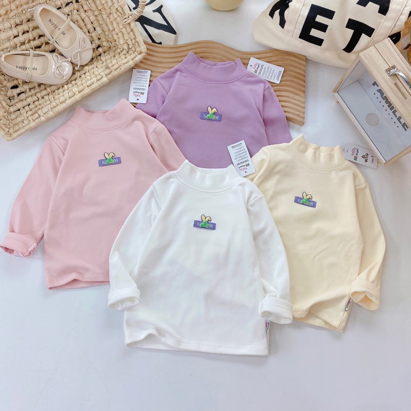 Áo cotton len cổ lọ cho bé