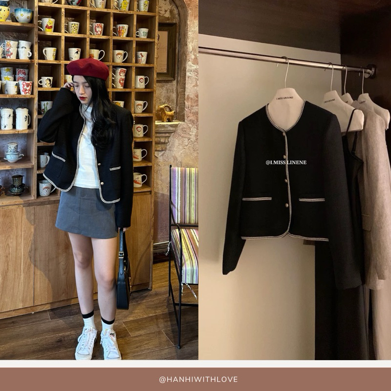 - Áo khoác dạ tweed viền ren imisslinen mã 10105