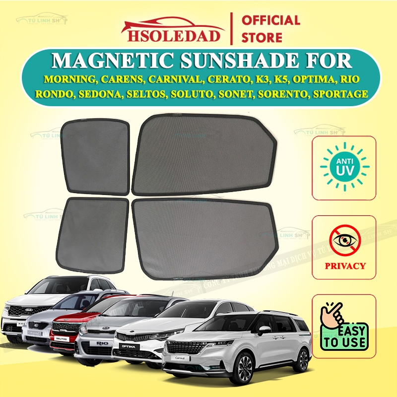 Rèm che nắng nam châm Kia Rio, Morning, Carens, Carnival, Cerato,K3,K5,Rondo,Sedona,Seltos,Soluto,Sonet,Sorento,Sportage