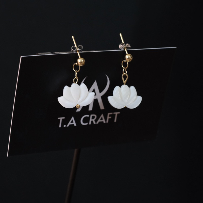 Khuyên tai  phụ kiện trang sức trai ốc , ốc xác , bào ngư - T.A CRAFT mã TAES063