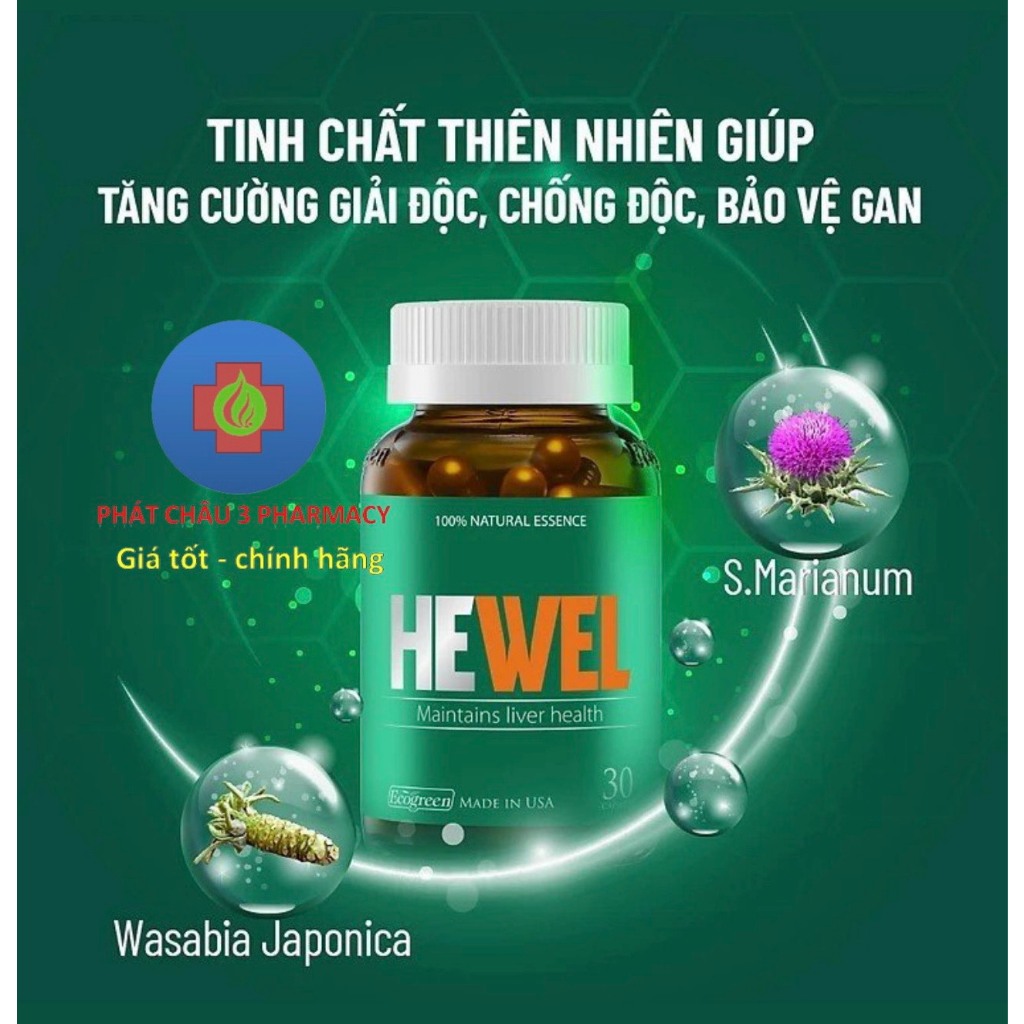 Viên uống HEWEL - hỗ trợ tăng khả năng thải độc, bảo vệ gan trước các tác nhân gây hại hộp 30 viên