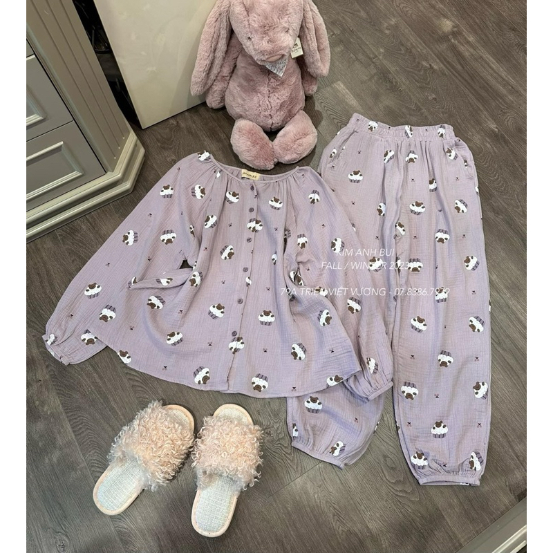 Set đũi cừu tím xinh xắn Kim Anh Bùi