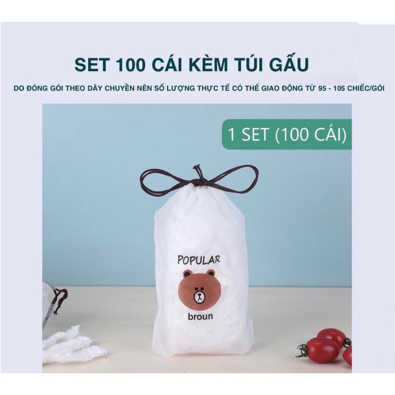 Túi 100 Mũ Nilon Bọc Thực Phẩm , Bao Trùm Tóc Khi Tắm Hoặc Ủ Tóc Tiện Lợi