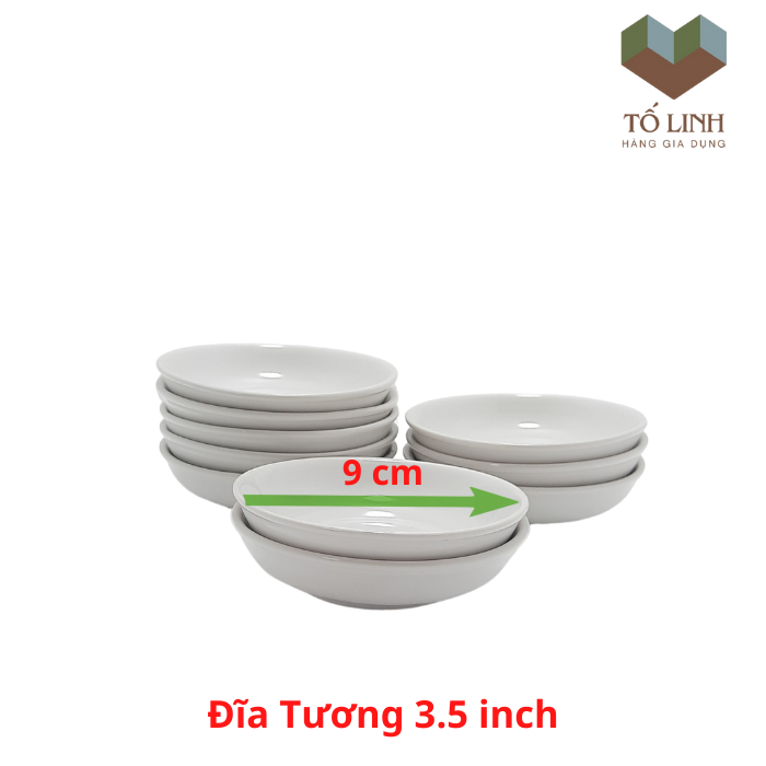 Combo 10 đĩa tương sứ trắng hảo cảnh việt nam,Set 10 dĩa tương sứ trắng hảo cảnh việt nam