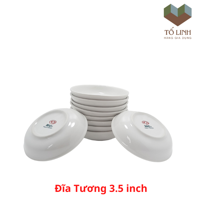 Combo 10 đĩa tương sứ trắng hảo cảnh việt nam,Set 10 dĩa tương sứ trắng hảo cảnh việt nam