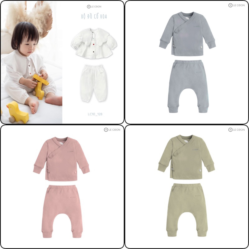 Bộ dài tay cúc chéo cho bé 0-9 tháng