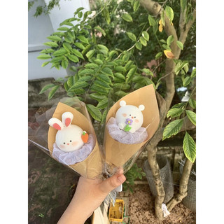 Hoa đất sét thỏ con, bó hoa đất sét