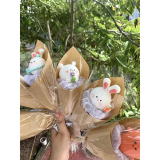 Hoa đất sét thỏ con, bó hoa đất sét