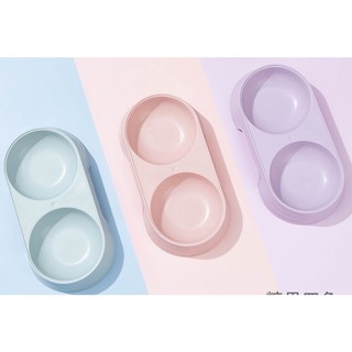 Bát ăn đôi cho thú cưng, bát ăn uống chó mèo 25x12x3.7cm