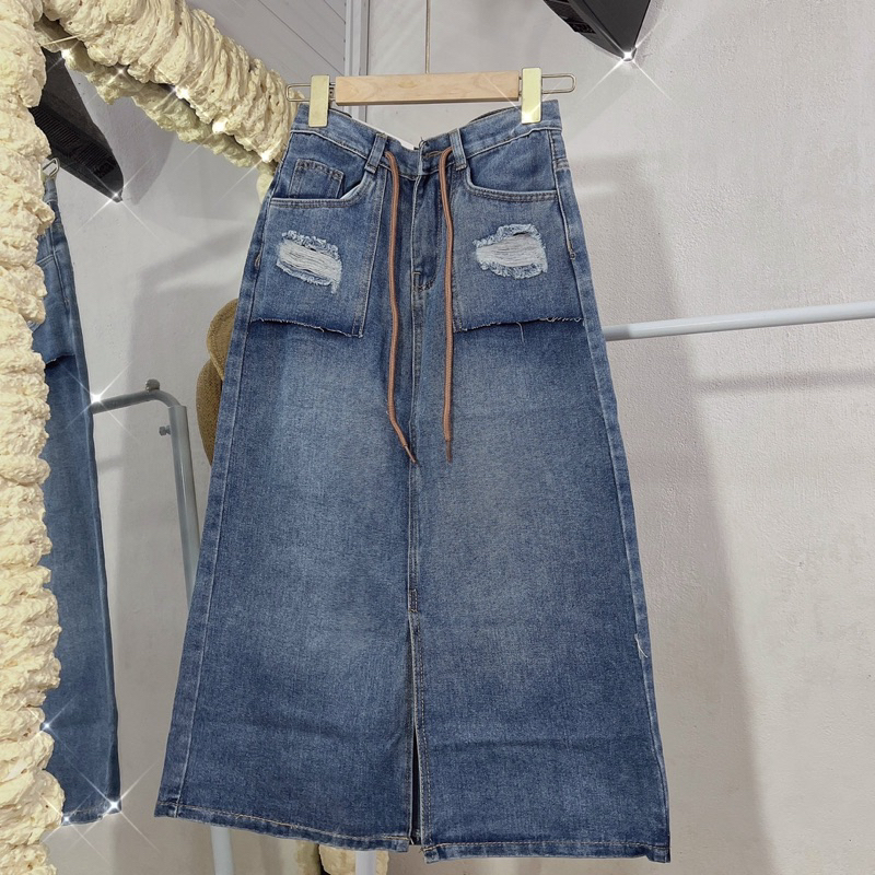 CHÂN VÁY JEANS DÁNG DÀI SIZE 40_55kg