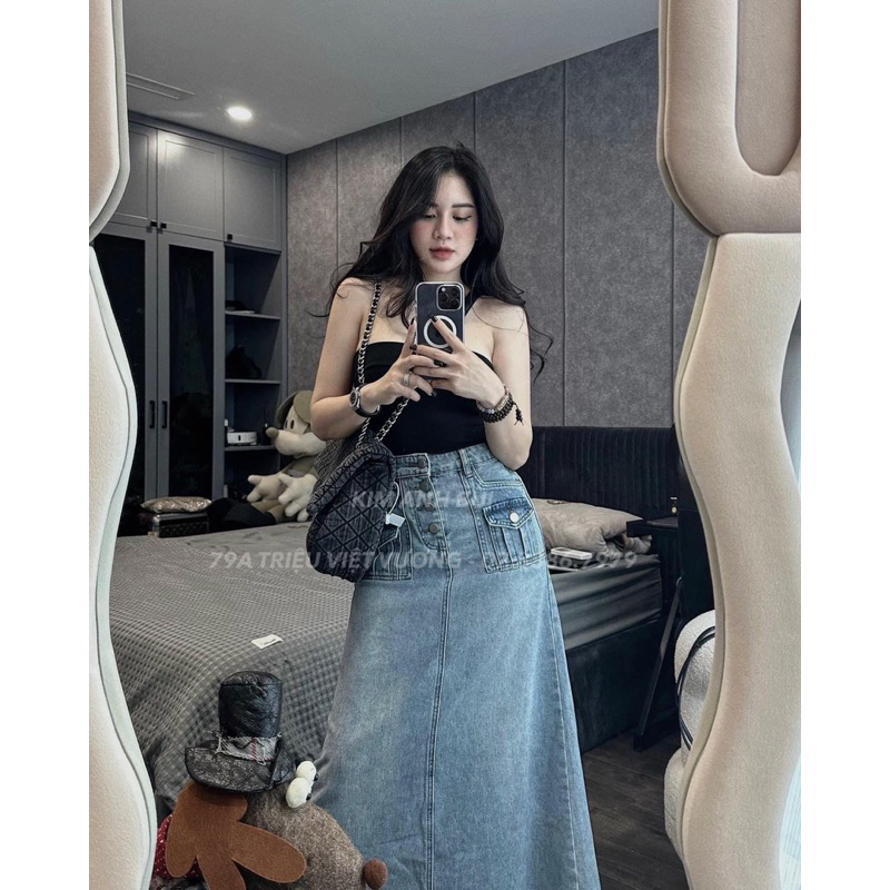 CHÂN VÁY JEANS DÁNG DÀI SIZE 40_55kg