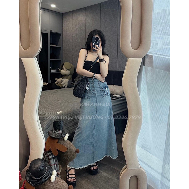 CHÂN VÁY JEANS DÁNG DÀI SIZE 40_55kg