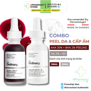Combo giảm mụn, mờ thâm the ordinary - aha 30% + bha 2% peeling solution 30ml & serum ha 2% + b5 30ml