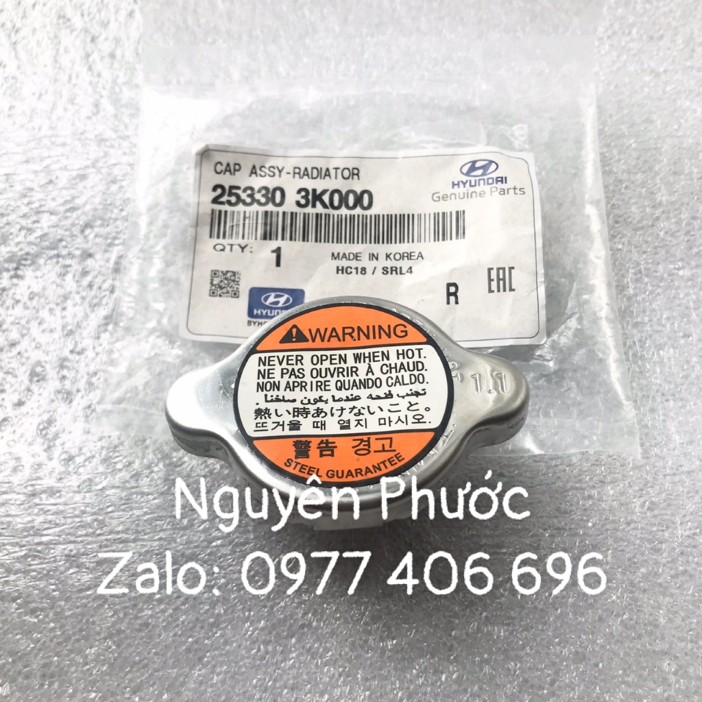 Nắp két nước xịn chính hãng  HYUNDAI/KIA GETZ, MORNING, PRIDE, SANTAFE, CARENS, I10... Mã PT 2533017000