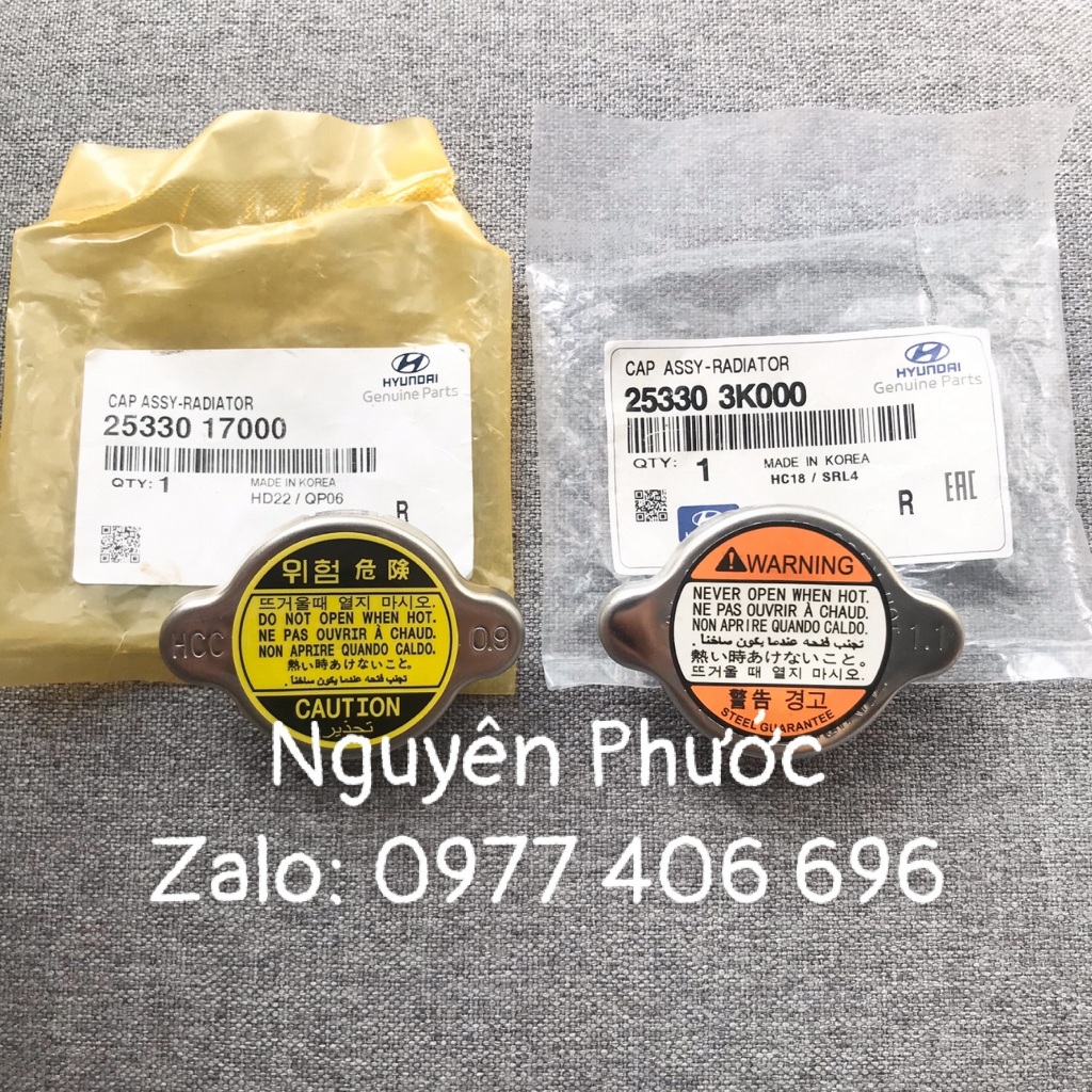 Nắp két nước xịn chính hãng  HYUNDAI/KIA GETZ, MORNING, PRIDE, SANTAFE, CARENS, I10... Mã PT 2533017000