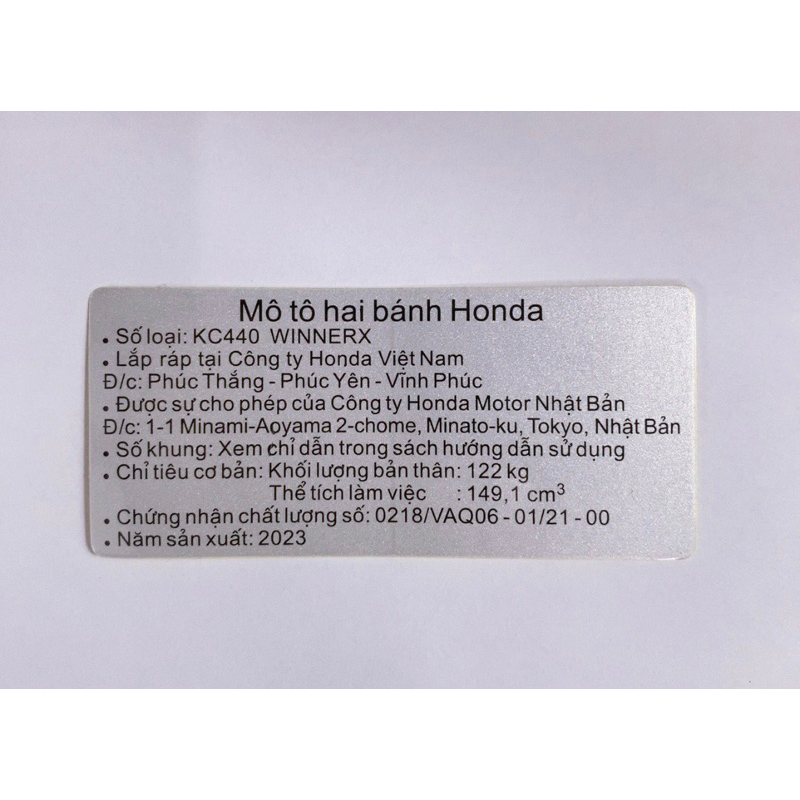 Tem năm sản xuất 2023 . Tem zin chuẩn hãng honda
