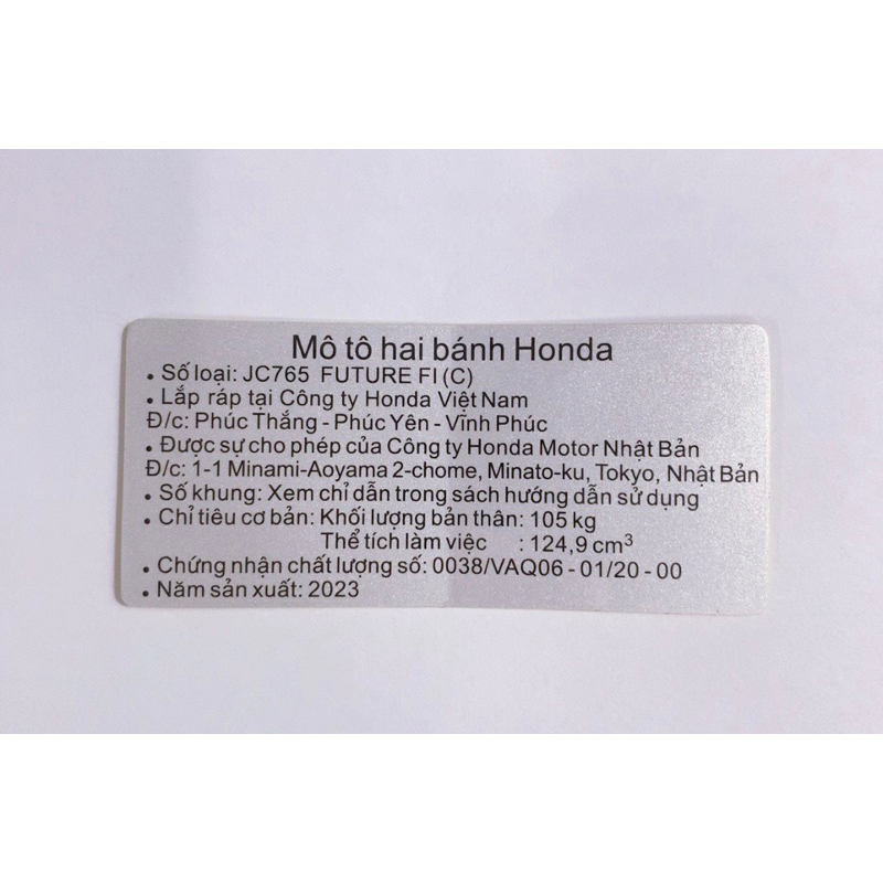 Tem năm sản xuất 2023 . Tem zin chuẩn hãng honda