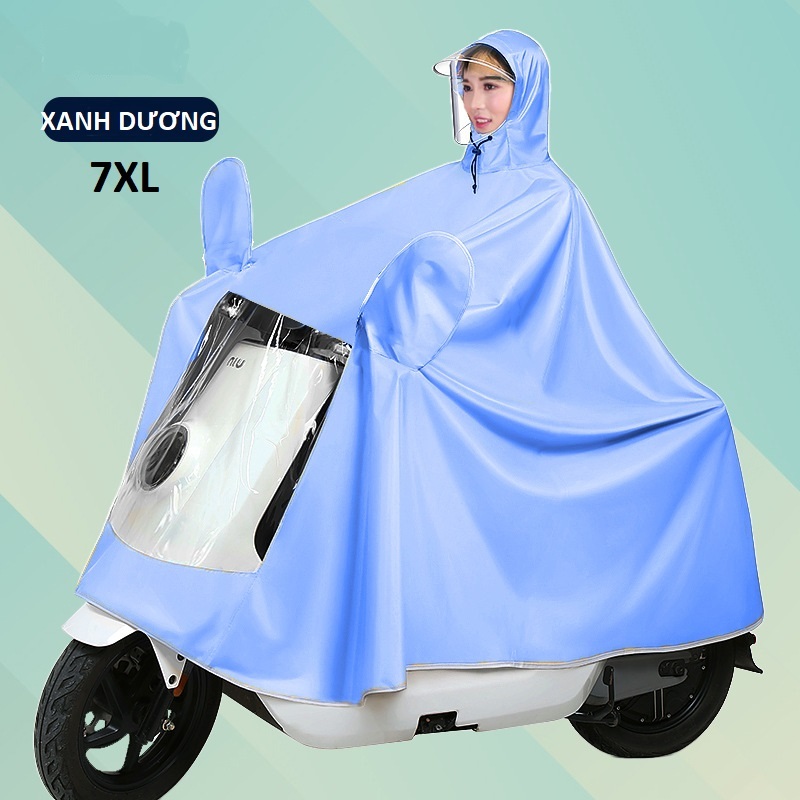 Áo mưa trùm cánh dơi áo mưa đi xe máy dáng choàng toàn thân chống mưa bão có kính che mưa vải dù cao cấp