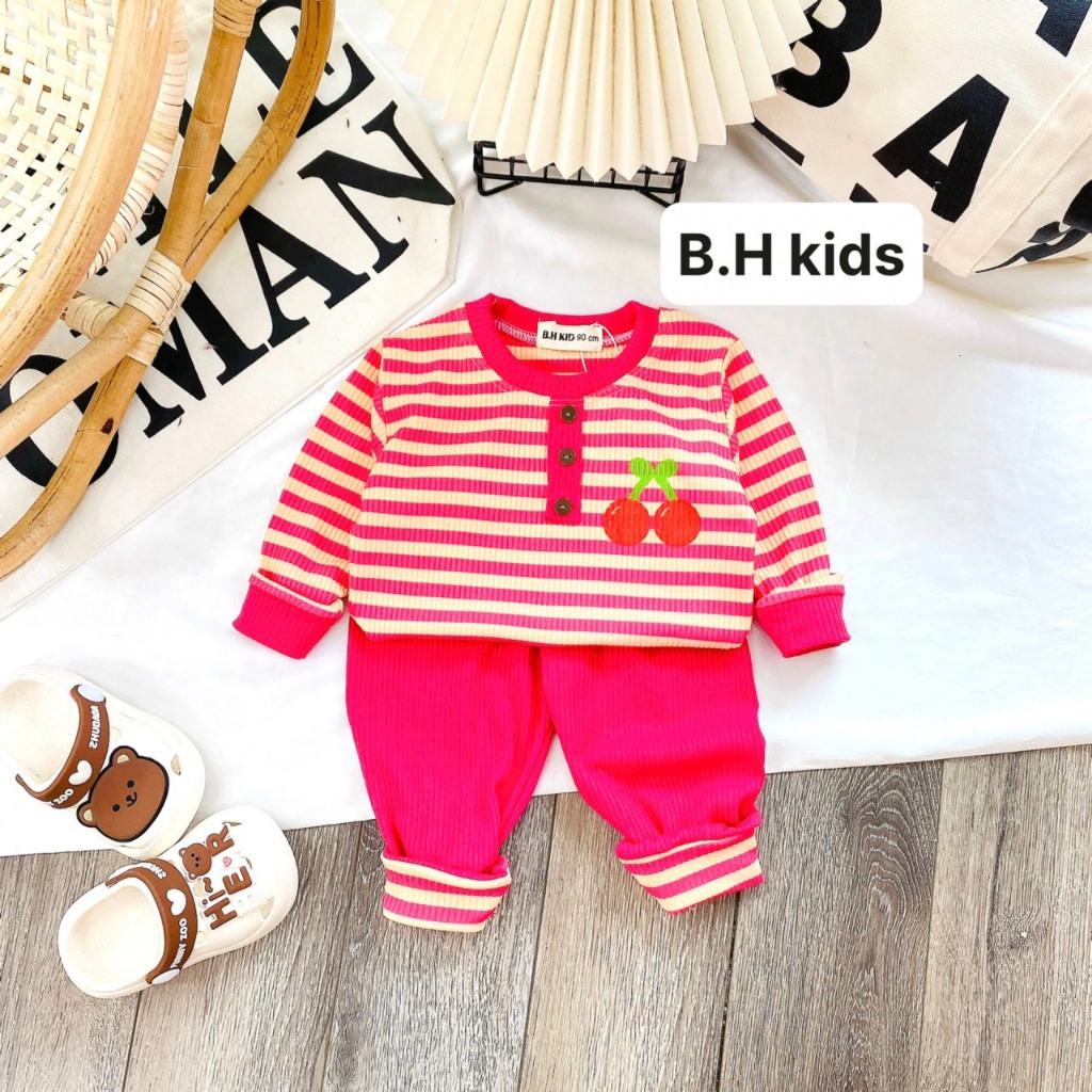 Bộ Quần Áo Thu Đông Dài Tay, Mặc Điều Hòa, vải thun gân sợi dệt, đanh mịn, co giãn cho bé trai, bé gái BD010