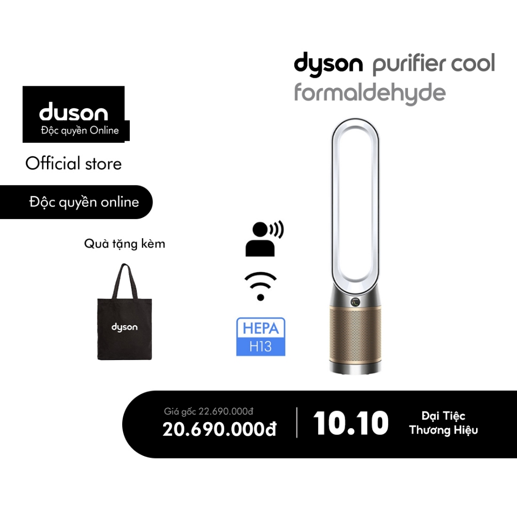 [Chỉ 10.10 Ưu đãi 2 triệu + Tặng túi tote] Máy lọc không khí Dyson Purifier Cool ™ Formaldehyde TP09 (Trắng/Vàng)