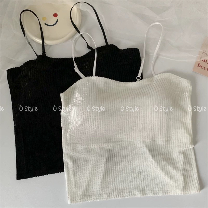 Áo bra nhung nhũ hai dây có mút