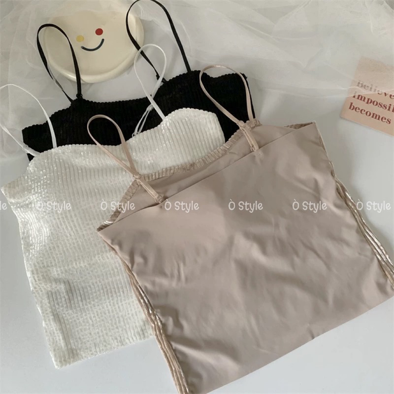 Áo bra nhung nhũ hai dây có mút