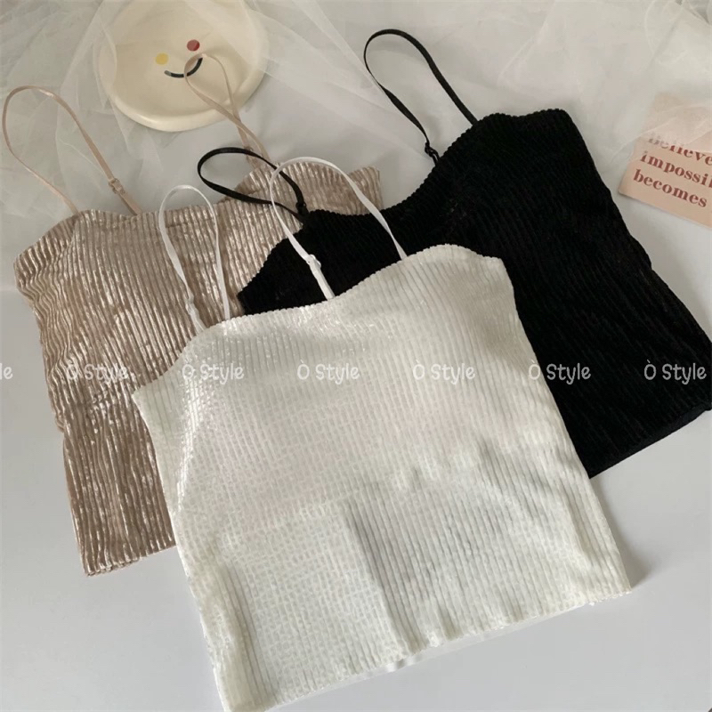 Áo bra nhung nhũ hai dây có mút