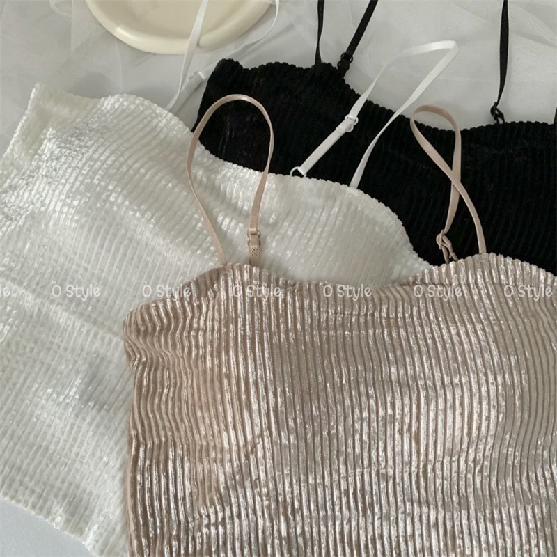 Áo bra nhung nhũ hai dây có mút